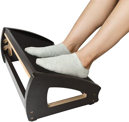 StrongTek Ergonomische Fußstütze aus Holz – Höhenverstellbar & Rutschfest