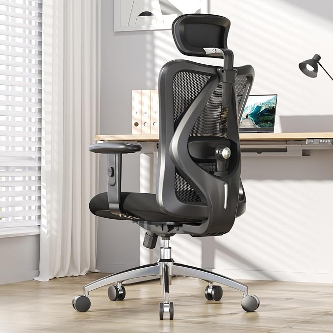 SIHOO Ergonomischer Schreibtischstuhl – Verstellbarer Bürostuhl mit Lendenwirbelstütze & Kopfstütze