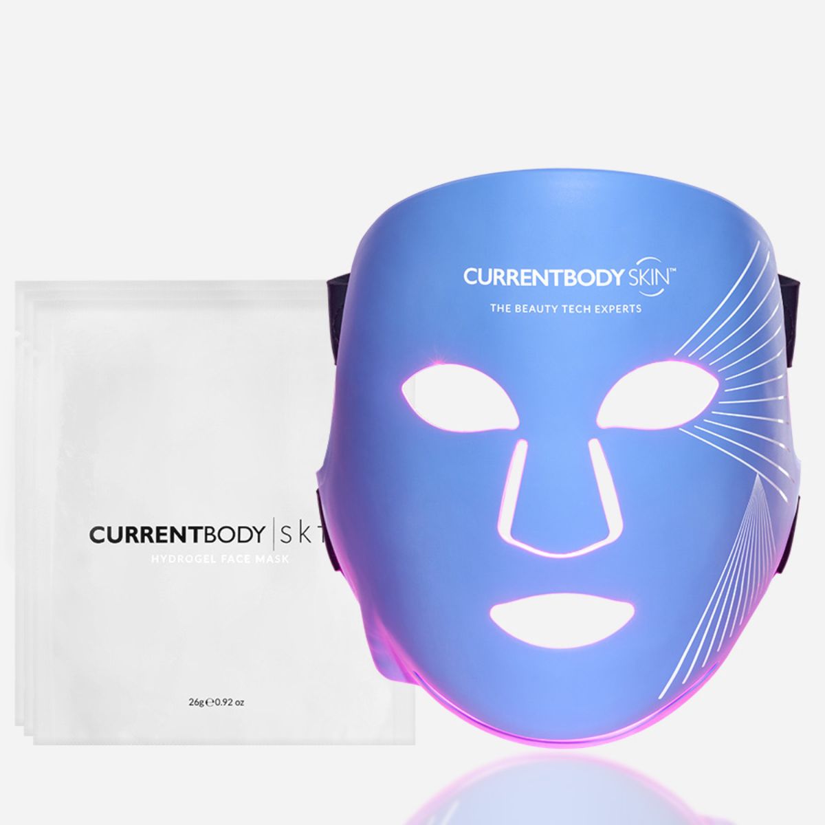Series 2 / LED Lichttherapie Maske gegen Pickel und Unreinheiten: 2. Generation & Hydrogel Gesichtsmasken (5 Stück)